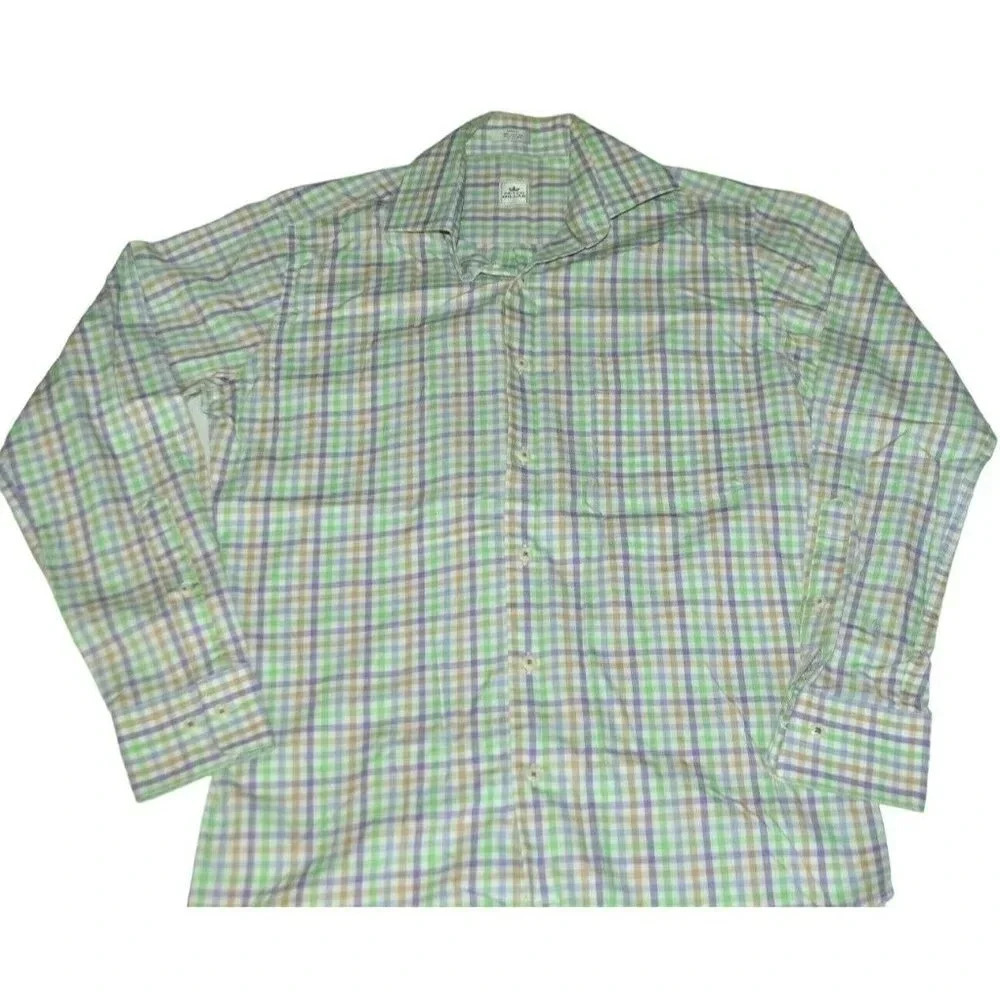 Peter Millar Multicolor Gingham Plaid Mens Casual Long Sleeve Button Shirt Small